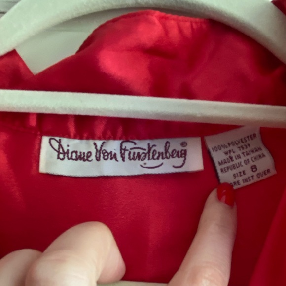 Vintage 1970s Diane Von Furstenberg Studio 54 Red Button Down blouse Disco 8 - Picture 2 of 8